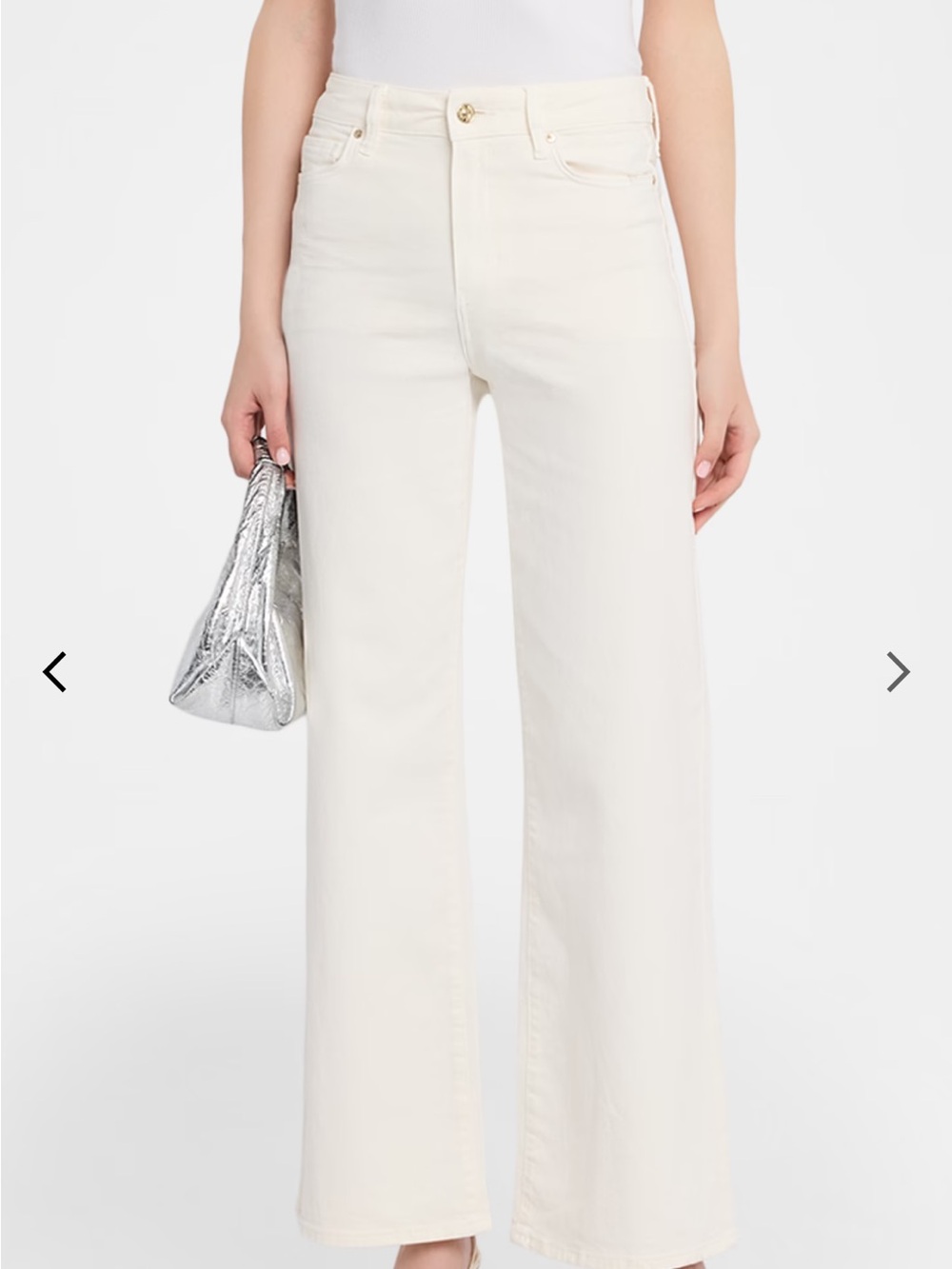 PAIGE High-Rise Wide Leg Stretch Off White Jeans